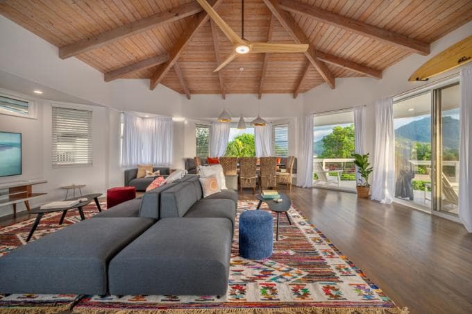 Covered patio with ocean view