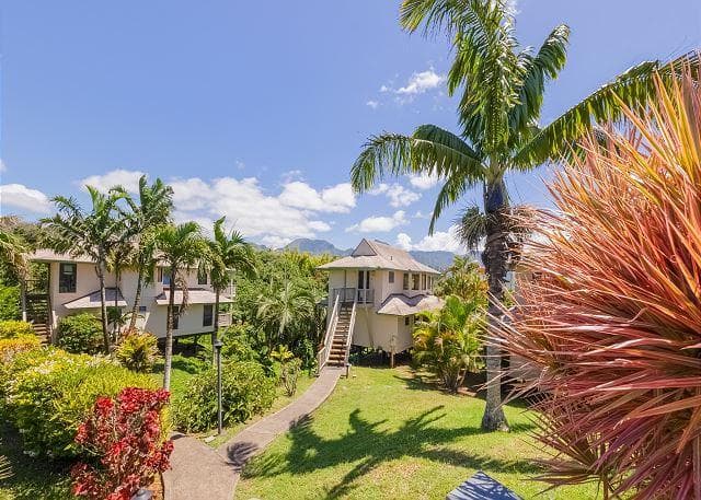 Covered patio with ocean view