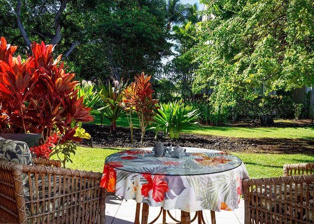 Covered patio with ocean view