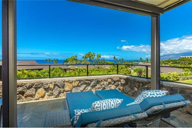 Covered patio with ocean view