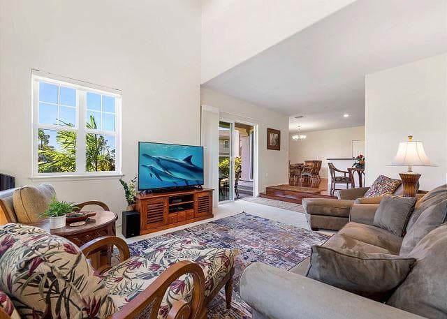 Covered patio with ocean view