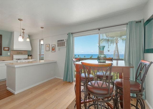 Covered patio with ocean view
