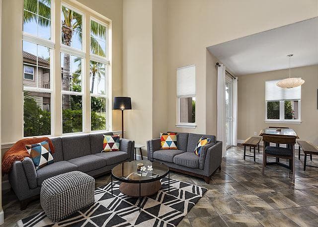 Covered patio with ocean view
