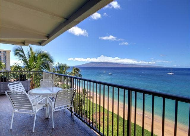 Covered patio with ocean view