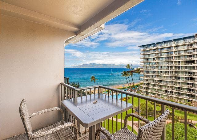 Covered patio with ocean view