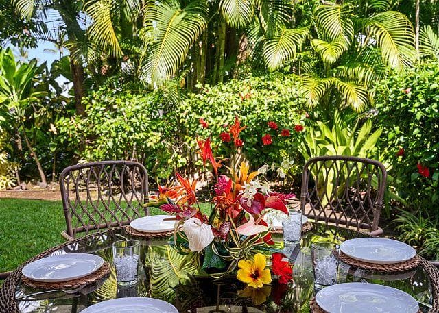 Covered patio with ocean view