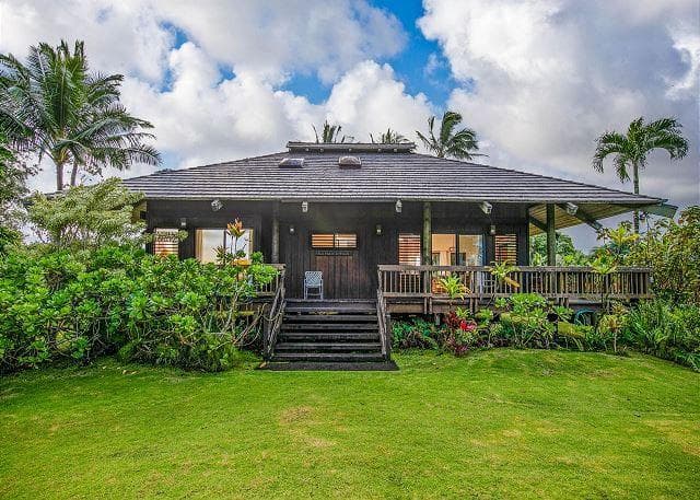 Covered patio with ocean view