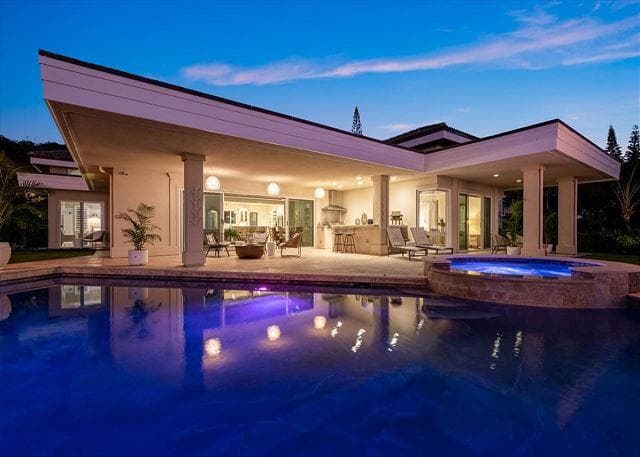 Covered patio with ocean view