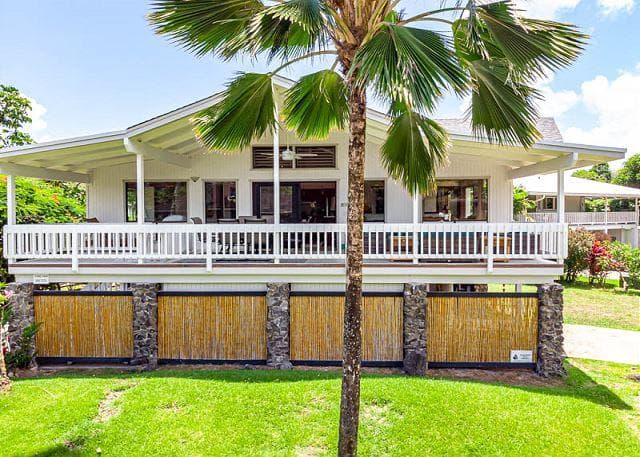 Covered patio with ocean view