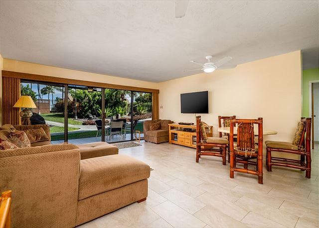 Covered patio with ocean view