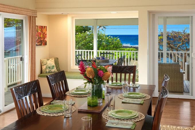 Covered patio with ocean view