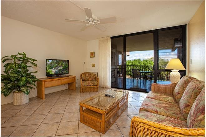 Covered patio with ocean view
