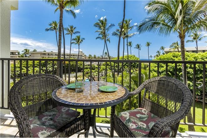 Covered patio with ocean view