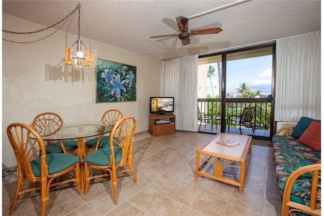 Covered patio with ocean view