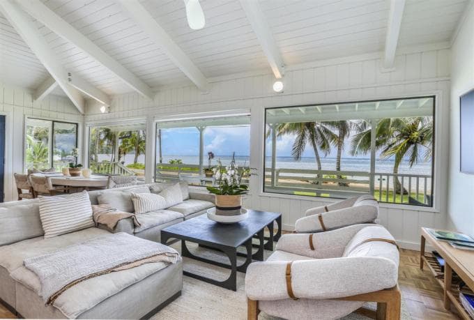 Covered patio with ocean view
