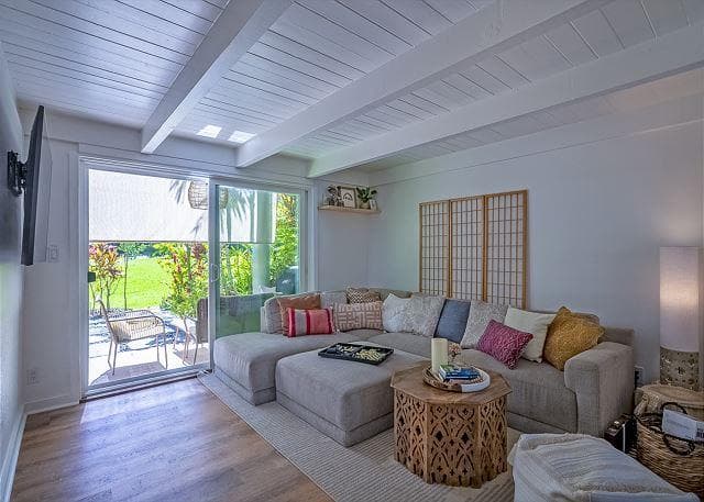 Covered patio with ocean view