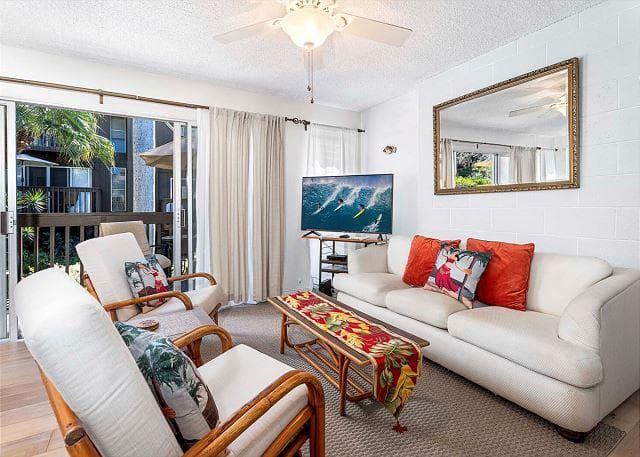 Covered patio with ocean view