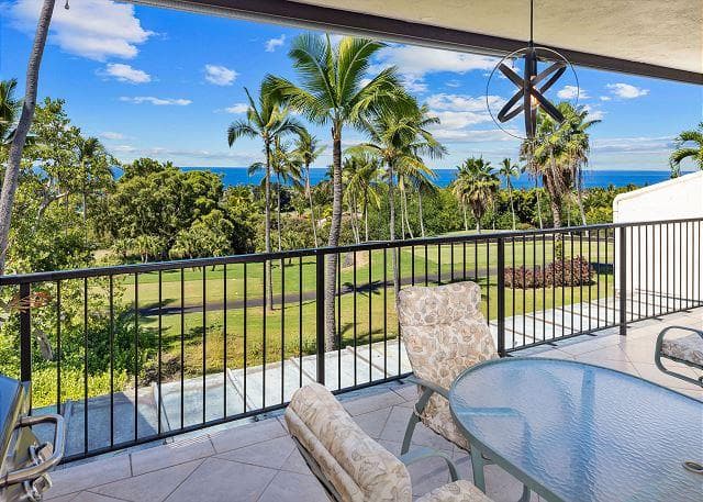 Covered patio with ocean view