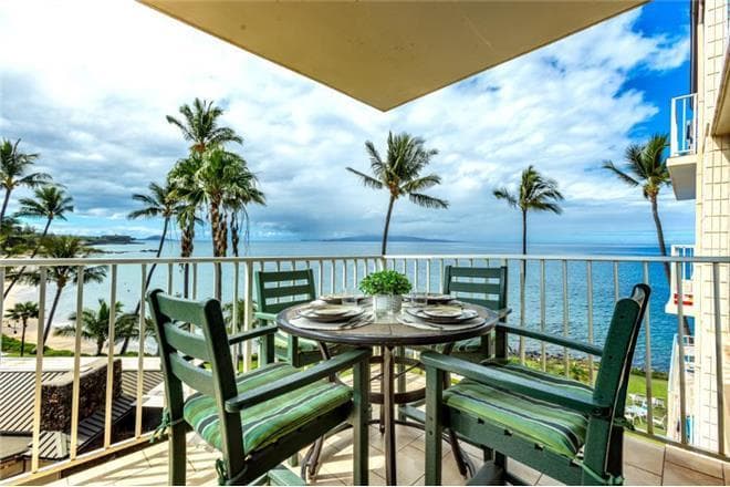 Covered patio with ocean view