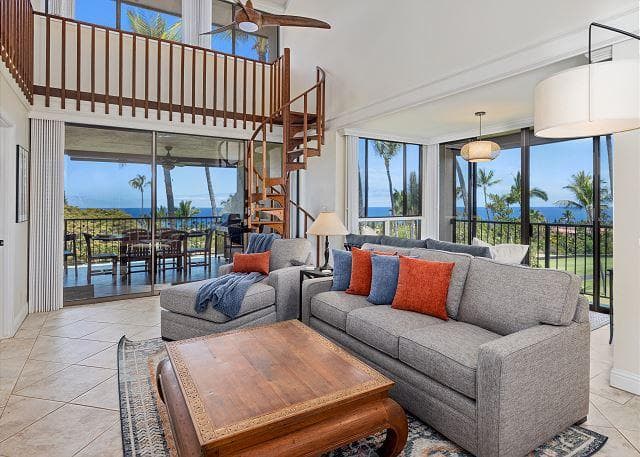 Covered patio with ocean view
