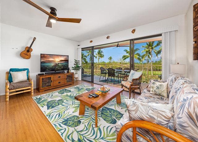 Covered patio with ocean view