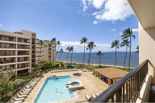 Covered patio with ocean view