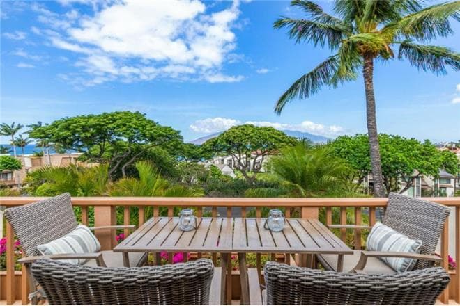 Covered patio with ocean view