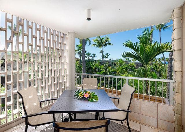 Covered patio with ocean view