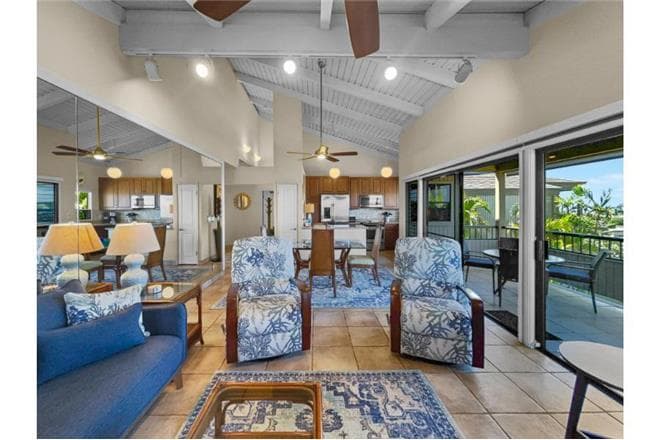 Covered patio with ocean view