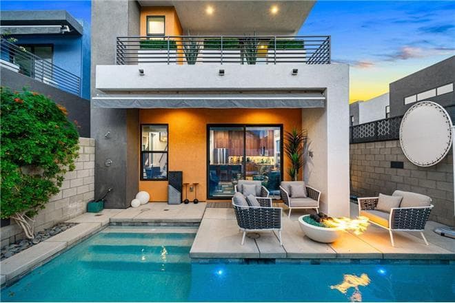 Covered patio with ocean view