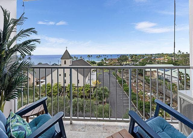 Covered patio with ocean view