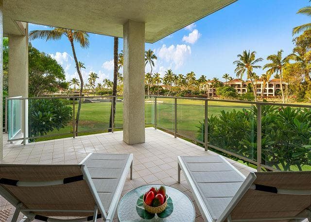 Covered patio with ocean view