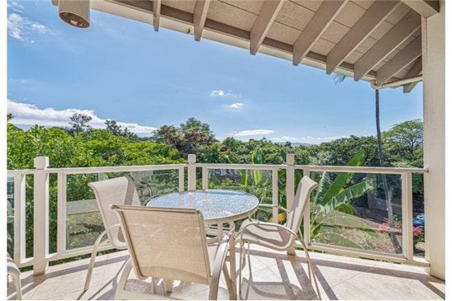 Covered patio with ocean view