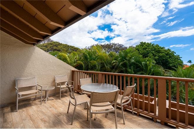 Covered patio with ocean view