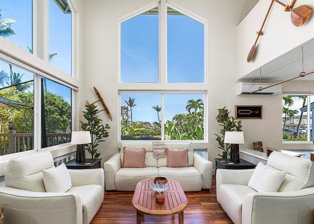Covered patio with ocean view