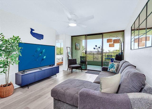 Covered patio with ocean view