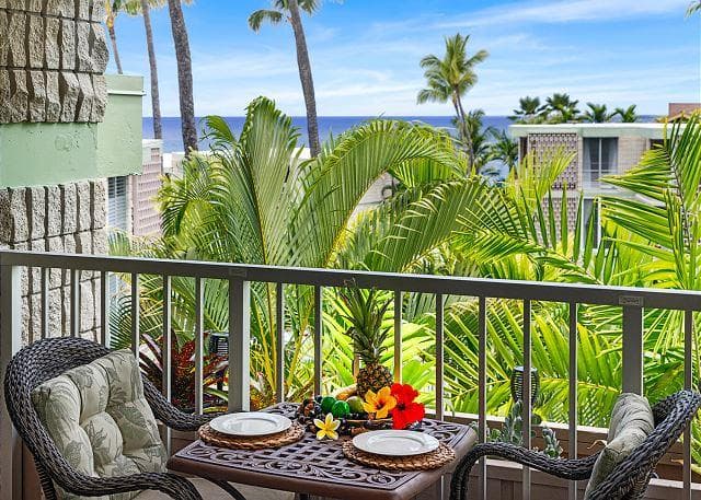 Covered patio with ocean view