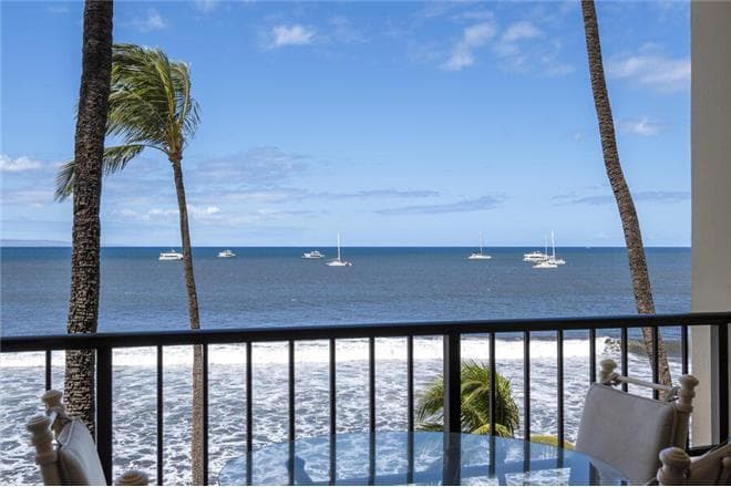 Covered patio with ocean view