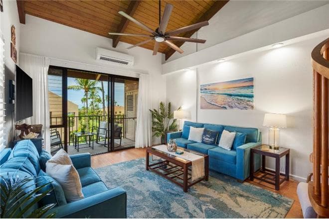 Covered patio with ocean view