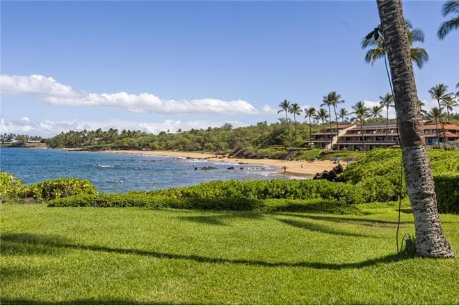 Covered patio with ocean view