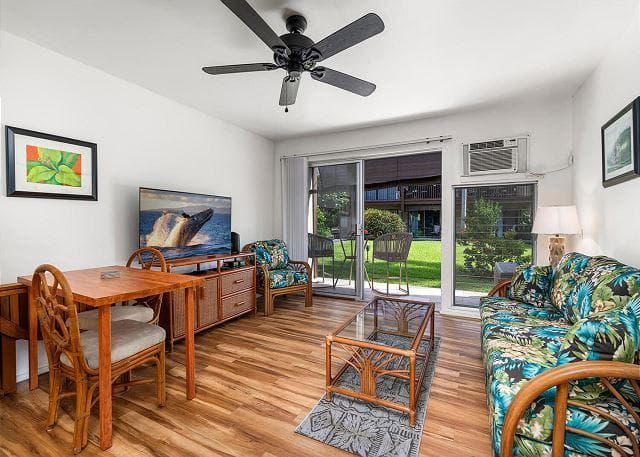 Covered patio with ocean view
