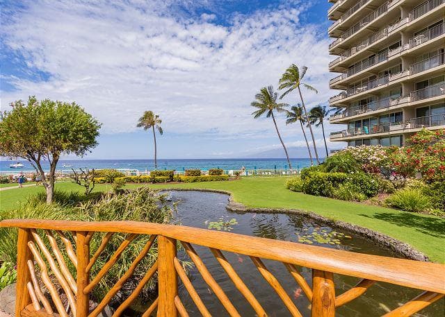 Covered patio with ocean view