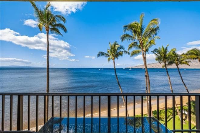 Covered patio with ocean view