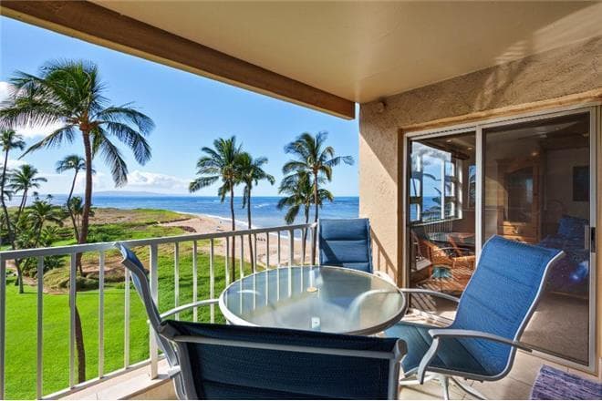 Covered patio with ocean view