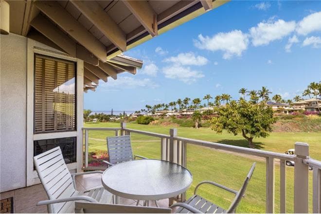 Covered patio with ocean view
