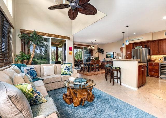 Covered patio with ocean view