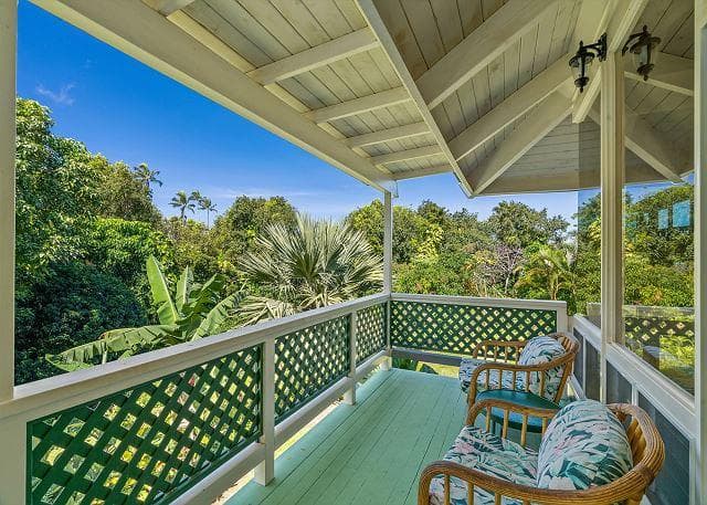 Covered patio with ocean view
