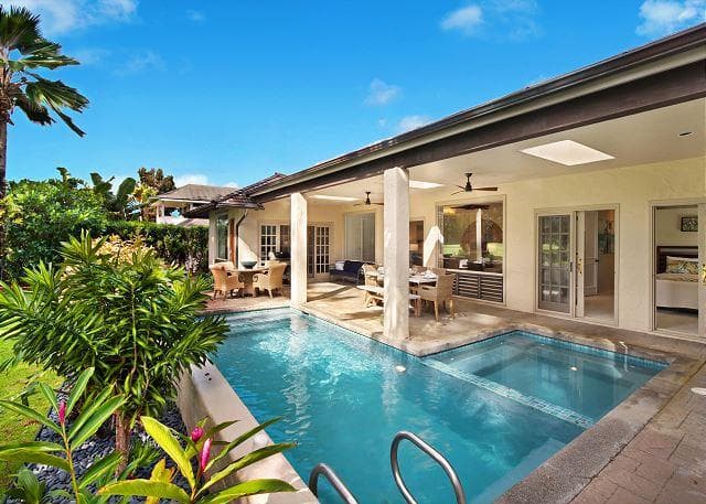 Covered patio with ocean view
