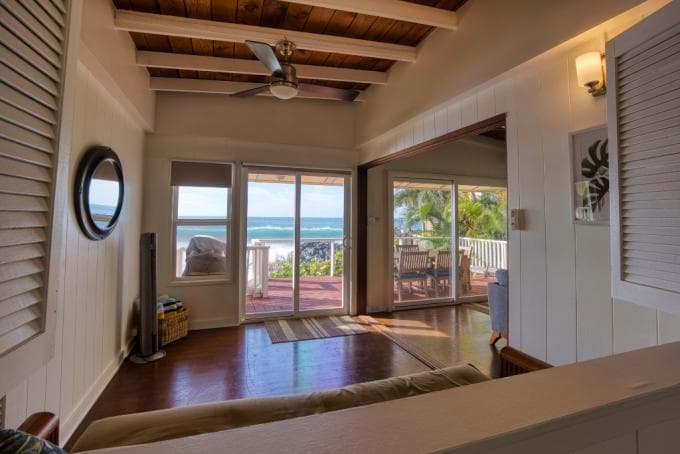 Covered patio with ocean view
