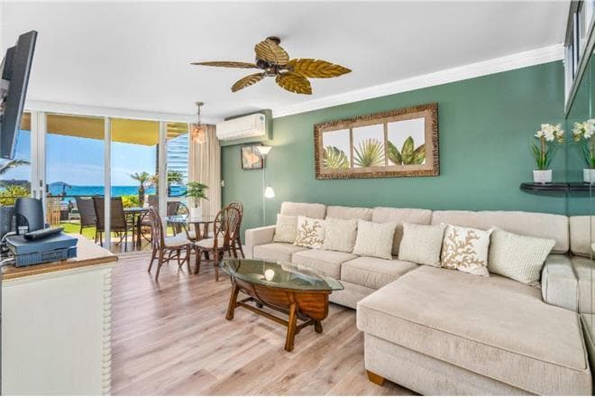 Covered patio with ocean view